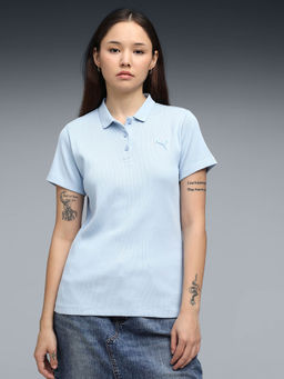 Puma - Premium Essentials Women Blue Elevated Rib Polo T-Shirt