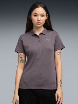 Puma - Premium Essentials Women Purple Elevated Rib Polo T-Shirt