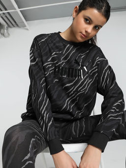 Puma - ANIMAL Graphic Women Black Relaxed Fit Crew-Neck Sweatshirt