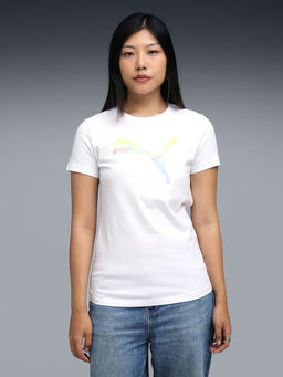 Puma - House Of Graphics Women White Crew Neck Cotton T-Shirt