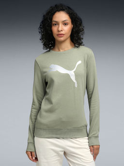 Puma - Essentials Logo Women Green Regular Fit Crew Sweatshirt