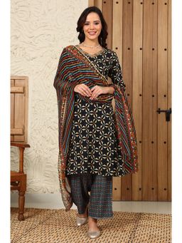 W - Multi-Coloured Stripe Printed Chiffon Dupatta