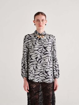 Prakriti Jaipur - Black Leaf Abstract Printed Shirt