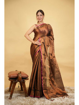Isadora Life - Elegant Zari Woven Traditional Tissue Ready-To-Wear Saree with Unstitched