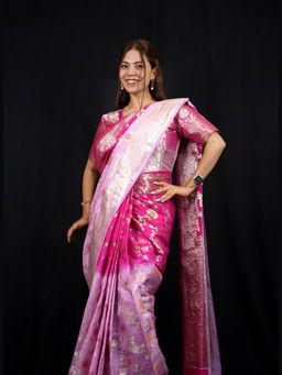 Isadora Life - Soft Georgette Silk Weave And Zari Border Ready To Wear Saree with Unstitched