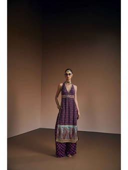 THE ROYALEUM ATELIER - Royal Purple Regal Paisley Kurta With Palazzo