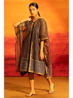 Banana Labs - Women Black Stripes Kota Kaftan and Slip