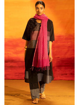 Banana Labs - Women Black Stripes Pure Cotton Kurta with Pant and Dupatta
