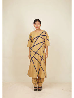 Banana Labs - Women Beige Printed Pure Cotton Kurta with Pant