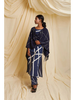 Banana Labs - Women Navy Blue Printed Pure Cotton Kurta with Pant and Dupatta