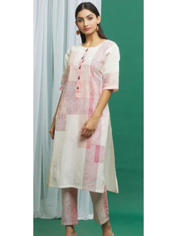 Banana Labs - Women Pink Geometric Pure Cotton Kurta with Pant