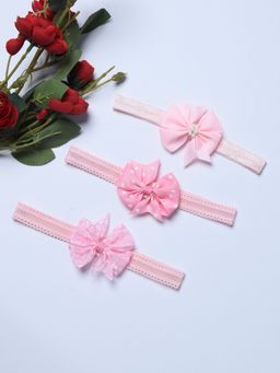 FUNKRAFTS - Pink Trendy Ribbon Bow Headbands (Pack Of 3)