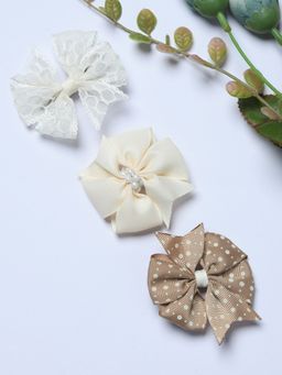 FUNKRAFTS - Multi-Colour Trendy Ribbon Bow Hair Clips (Pack Of 3)