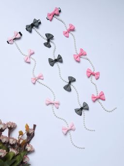FUNKRAFTS - Trendy Bows Beads String Hair Clips (Pack Of 3)