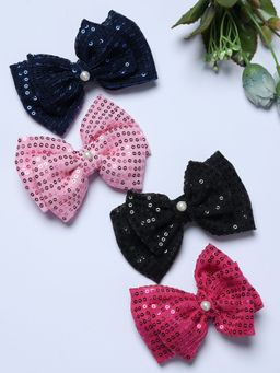 FUNKRAFTS - Trendy Sequence Bow Hair Clips (Pack Of 4)