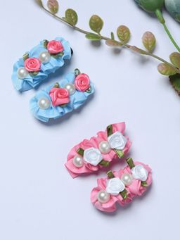 FUNKRAFTS - Multi-Colour Trendy Floral Hair Clips (Pack Of 4)