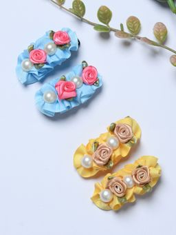 FUNKRAFTS - Multi-Colour Trendy Floral Hair Clips (Pack Of 4)