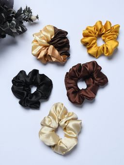 FUNKRAFTS - Shaded Solid Satin Scrunchies (Pack Of 5)