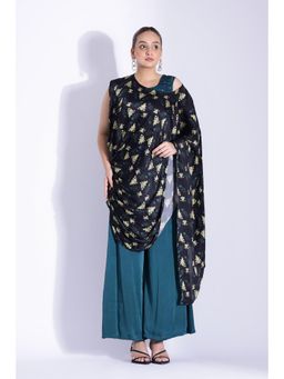 Studio Surbhi - Printed Off Shoulder Top with Palazzo and Belt (Set of 3)