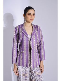 Studio Surbhi - Purple Printed Close Fit Blazer