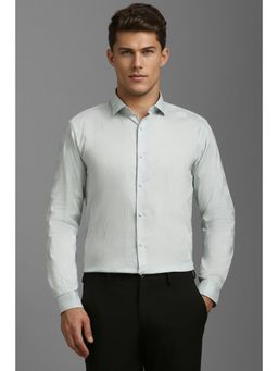 Louis Philippe - Men Light Blue Textured Full Sleeves Casual Shirt