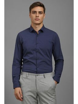 Louis Philippe - Men Navy Solid Full Sleeves Casual Shirt