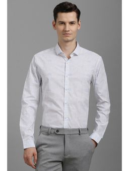 Louis Philippe - Men White Print Full Sleeves Casual Shirt