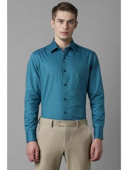 Louis Philippe - Men Blue Print Full Sleeves Formal Shirt