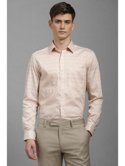 Louis Philippe - Men Beige Print Full Sleeves Formal Shirt