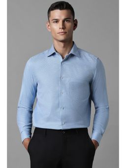 Louis Philippe - Men Light Blue Textured Full Sleeves Formal Shirt