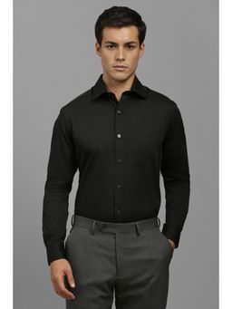Louis Philippe - Men Black Solid Full Sleeves Formal Shirt