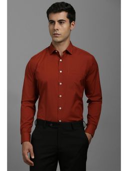 Louis Philippe - Men Maroon Solid Full Sleeves Formal Shirt