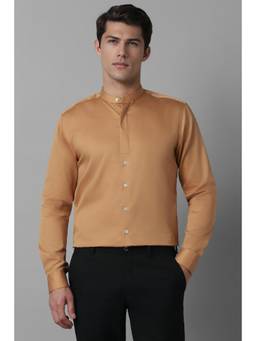 Louis Philippe - Men Brown Solid Full Sleeves Formal Shirt