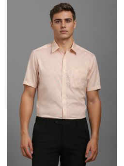 Louis Philippe - Men Beige Print Half Sleeves Formal Shirt