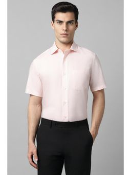 Louis Philippe - Men Pink Textured Half Sleeves Formal Shirt