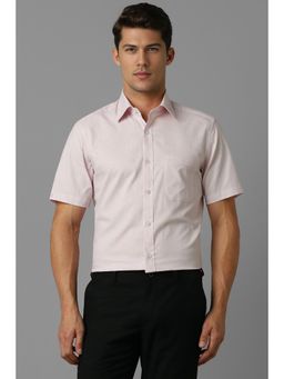 Louis Philippe - Men Pink Print Half Sleeves Formal Shirt