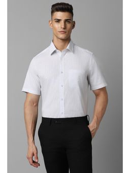 Louis Philippe - Men White Check Half Sleeves Formal Shirt
