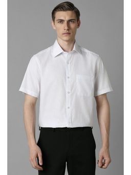 Louis Philippe - Men White Stripe Half Sleeves Formal Shirt