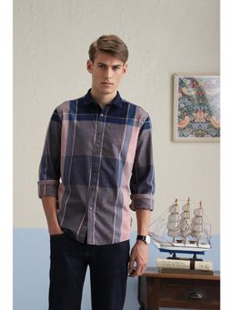 Louis Philippe - Men Blue Check Full Sleeves Casual Shirt