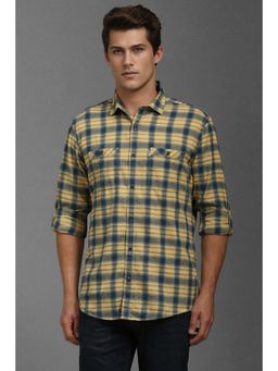 Louis Philippe - Men Yellow Check Full Sleeves Casual Shirt