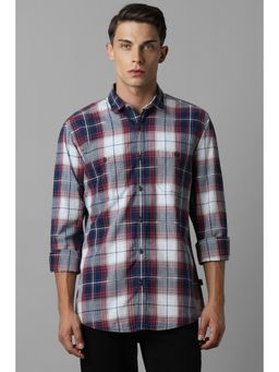 Louis Philippe - Men Blue Check Full Sleeves Casual Shirt