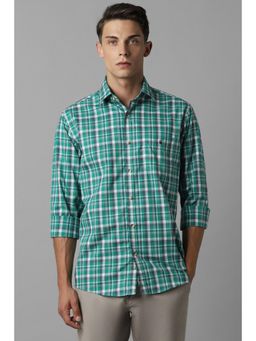 Louis Philippe - Men Green Check Full Sleeves Casual Shirt