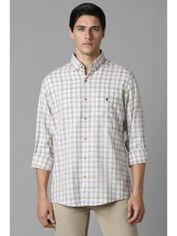 Louis Philippe - Men White Check Full Sleeves Casual Shirt