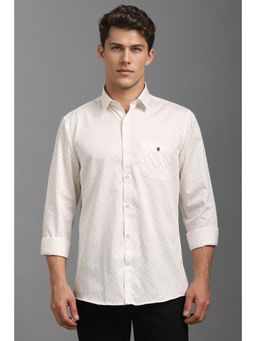 Louis Philippe - Men White Print Full Sleeves Casual Shirt