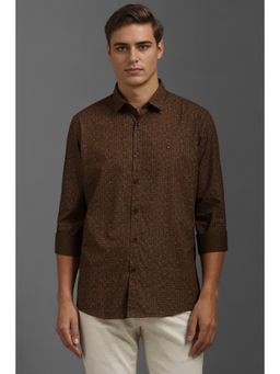 Louis Philippe - Men Brown Print Full Sleeves Casual Shirt