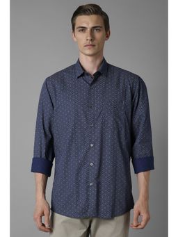 Louis Philippe - Men Navy Print Full Sleeves Casual Shirt