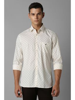 Louis Philippe - Men White Print Full Sleeves Casual Shirt