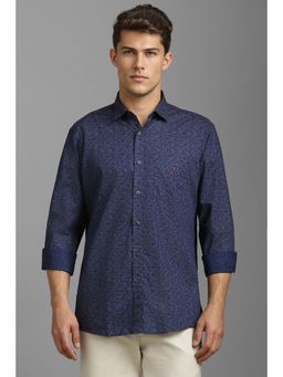 Louis Philippe - Men Navy Print Full Sleeves Casual Shirt