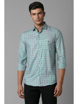 Louis Philippe - Men Green Check Full Sleeves Casual Shirt