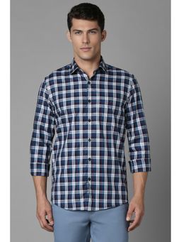 Louis Philippe - Men Blue Check Full Sleeves Casual Shirt